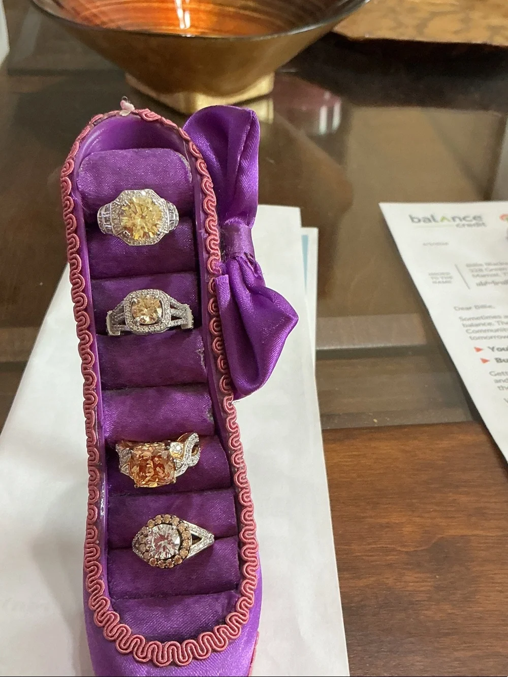 JTV Yellow Cubic Zirconia Halo Rings Set in Silver-Tone, pick out your 1-4 #